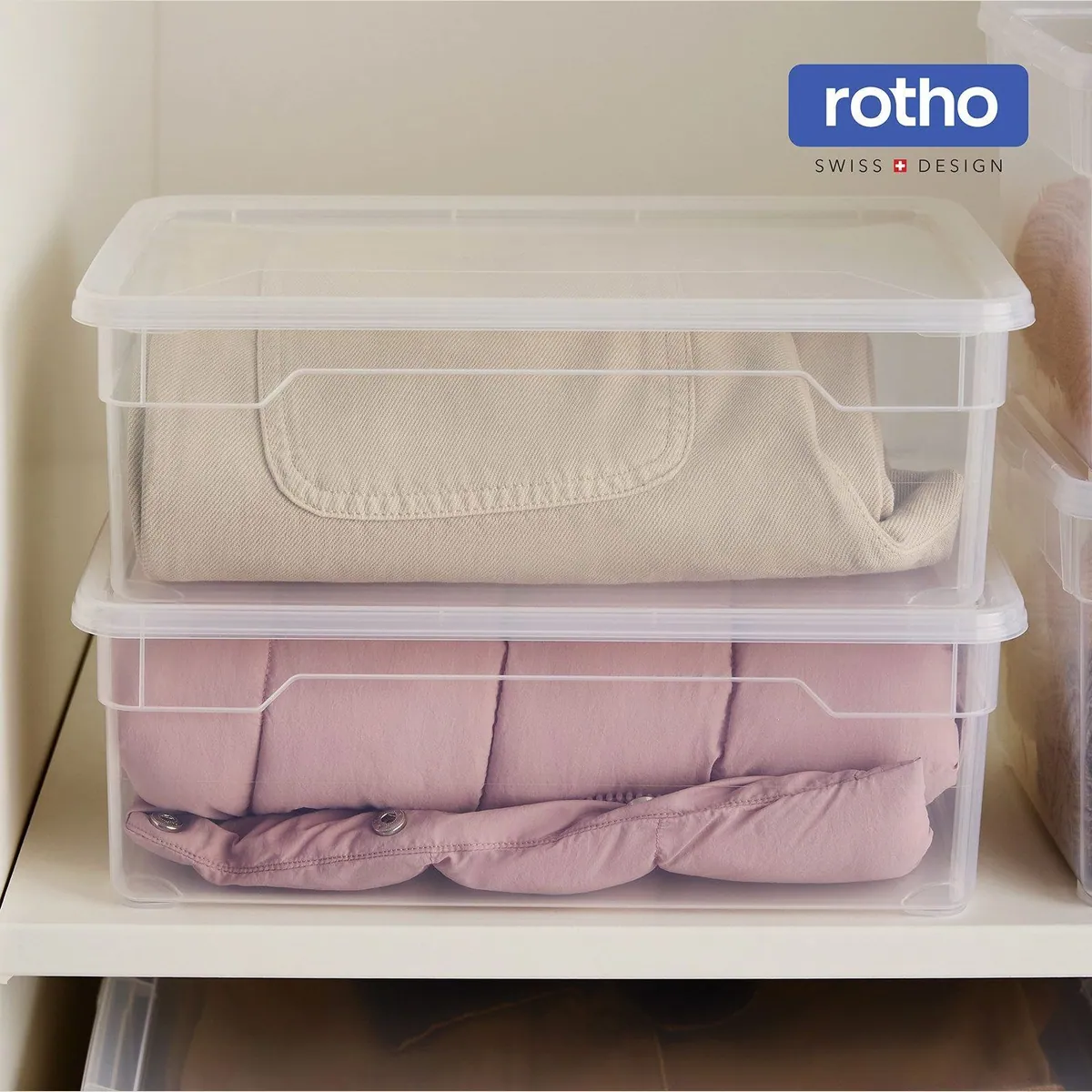 Rotho Stapelbox 5L, transparentes Design, stapelbar und kombinierbar 3