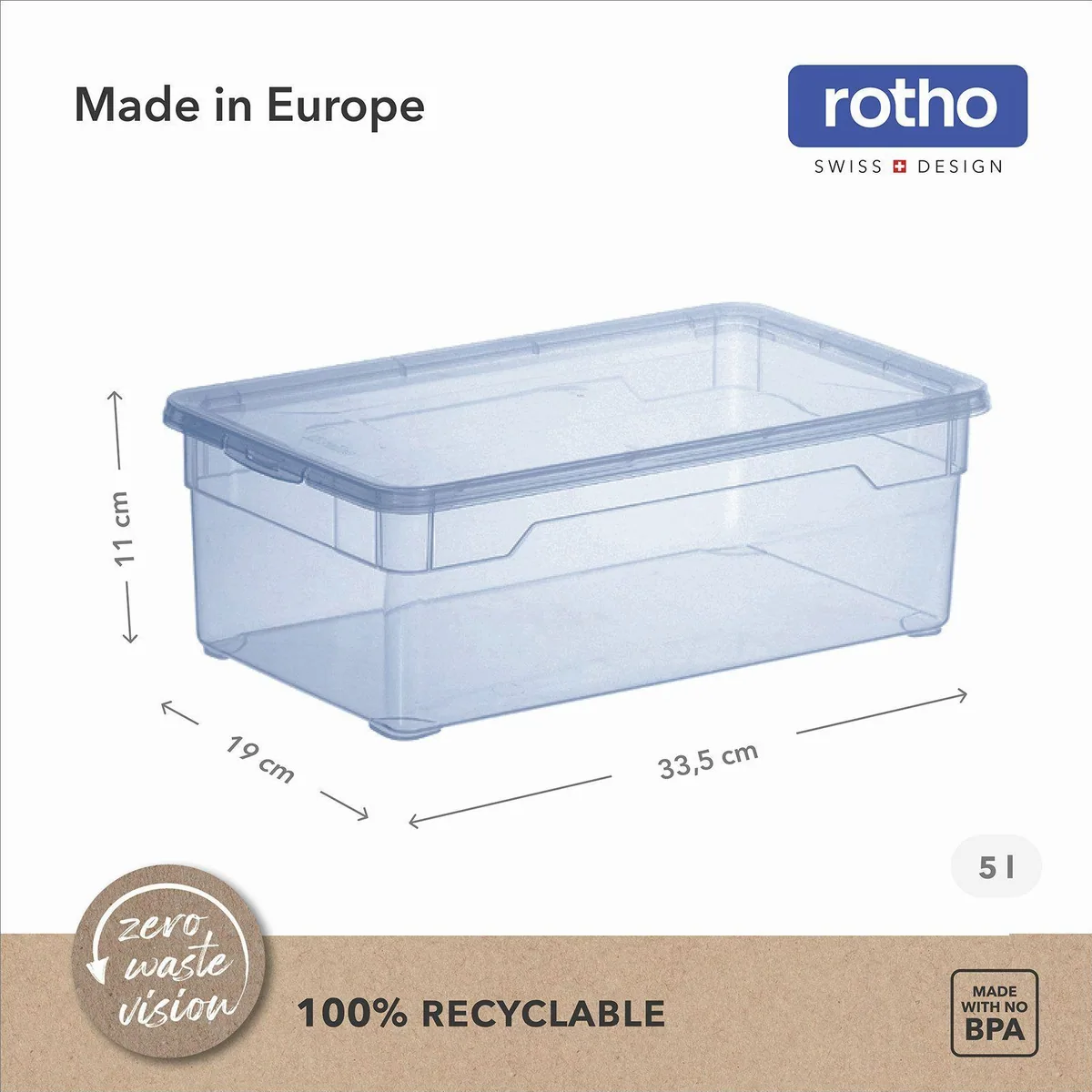 Rotho Stapelbox 5L, transparentes Design, stapelbar und kombinierbar 4
