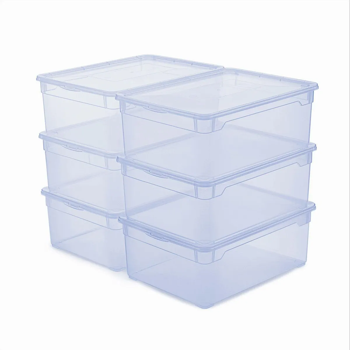 Rotho CLEAR Aufbewahrungsbox 10L, stapelbar, transparent — 6er-Set mit Deckel