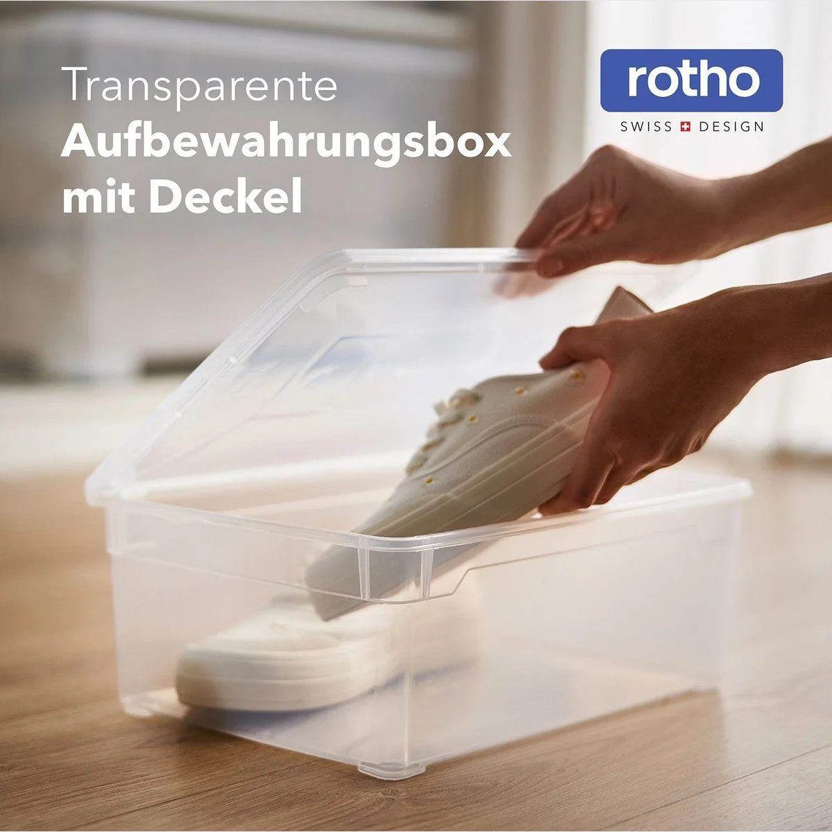 Rotho CLEAR Aufbewahrungsbox 10L, stapelbar, transparent — 6er-Set mit Deckel 2