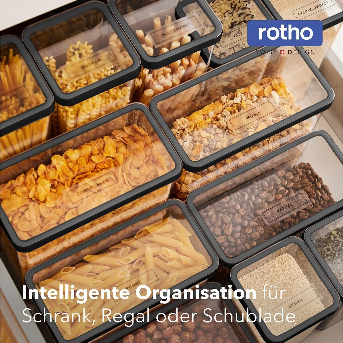 Rotho LOFT Vorratsdosen-Set 24-teilig, luftdicht, stapelbar, vielseitig 2