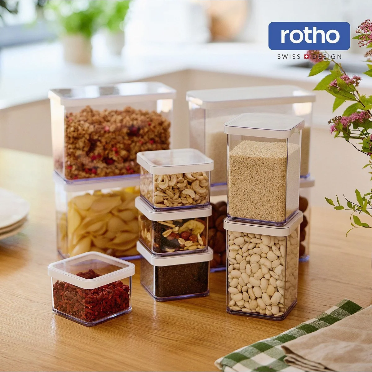 Rotho LOFT Vorratsdosen-Set 24-teilig, luftdicht, stapelbar, vielseitig 5