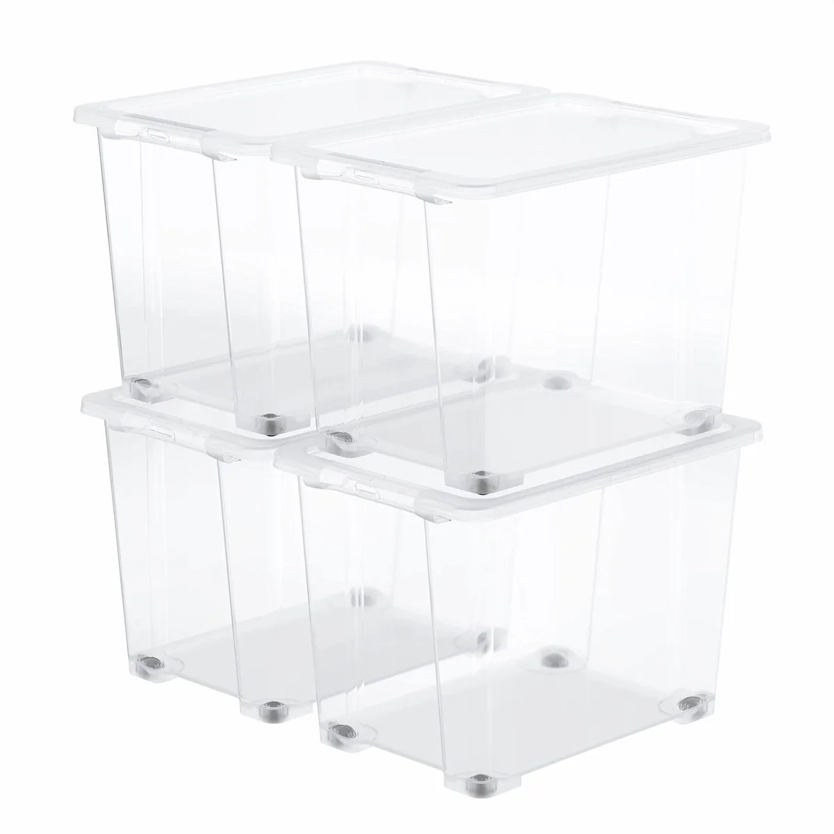 ROTHO CORE BASIC Boxen 4er-Set, 65L Volumen, stapelbar, mit Rollen