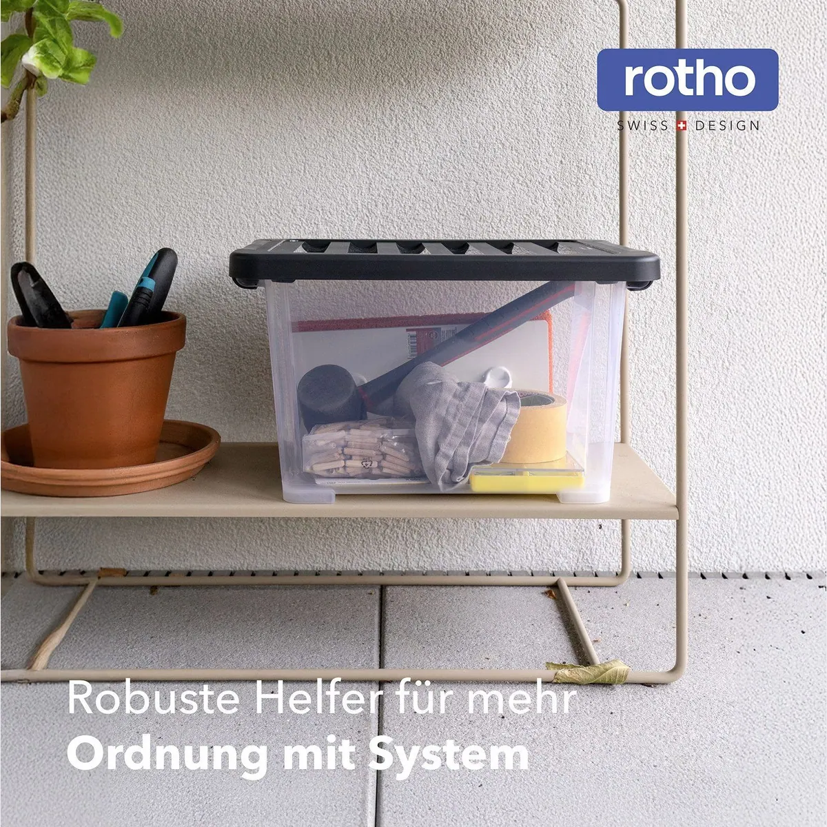 Rotho CORE Plus 15 L Aufbewahrungsbox 4er-Set, stapelbar, lebensmittelecht 3