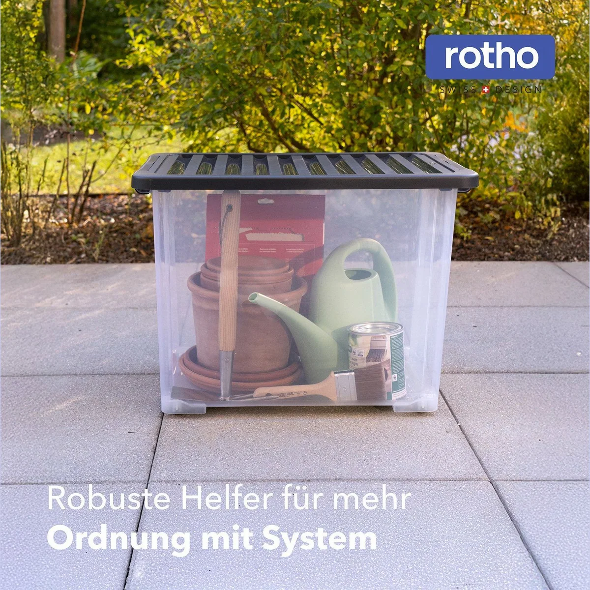 ROTHO CORE PLUS 65 L Aufbewahrungsbox, 4er-Set mit Deckel und Rollen 2