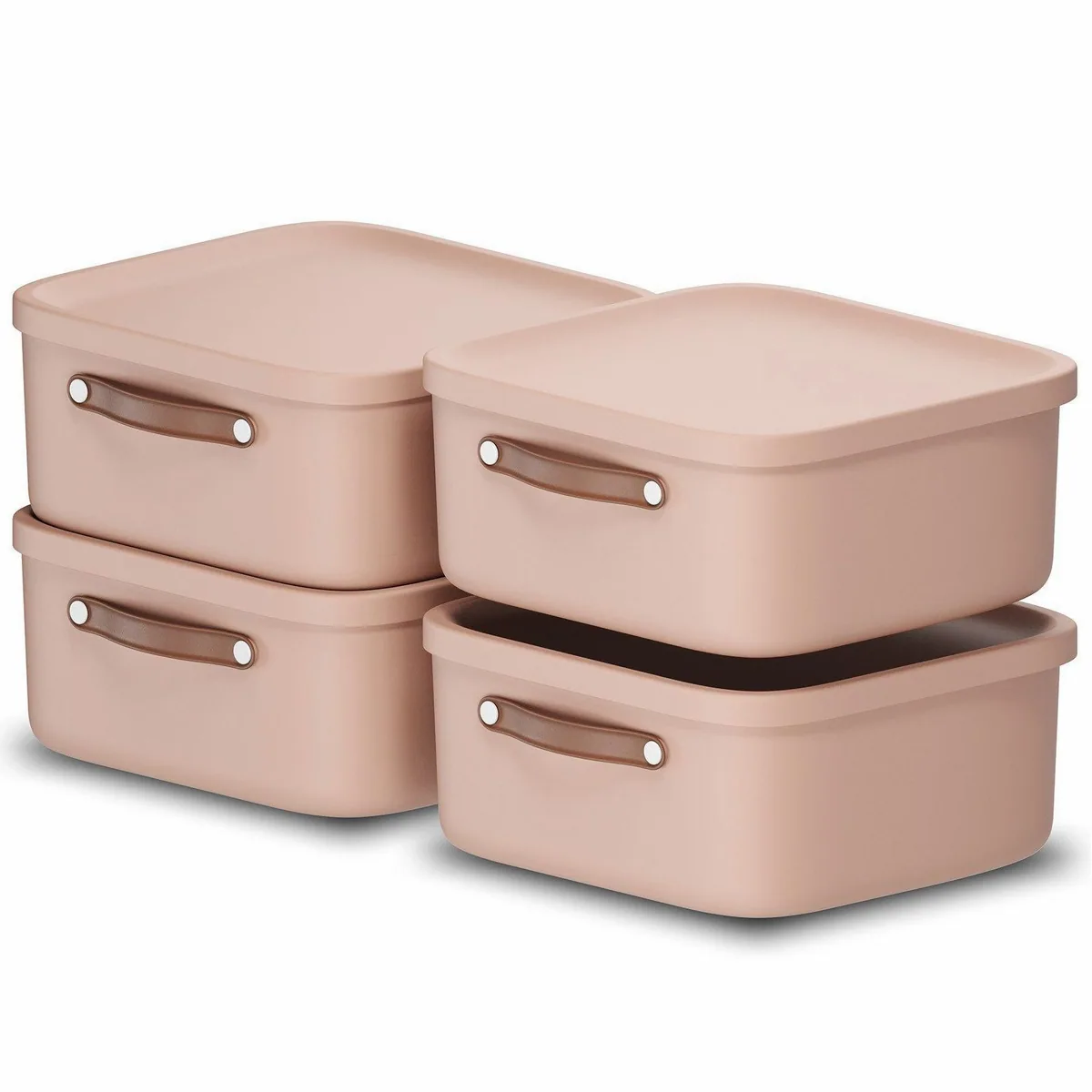 ROTHO Maloja Stapelbox 4er-Set, 20l Volumen, ergonomische Griffe, pflegeleichter Kunststoff