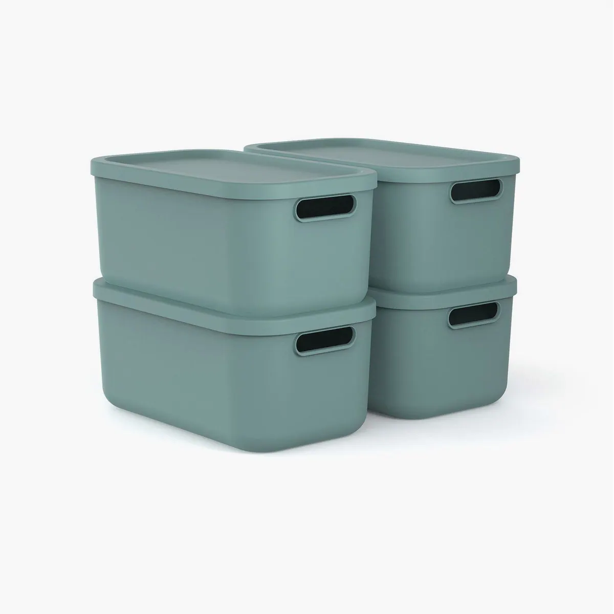 ROTHO ALBULA LIGHT Stapelbox, modular & stapelbar, ergonomische Griffe — 4er-Set