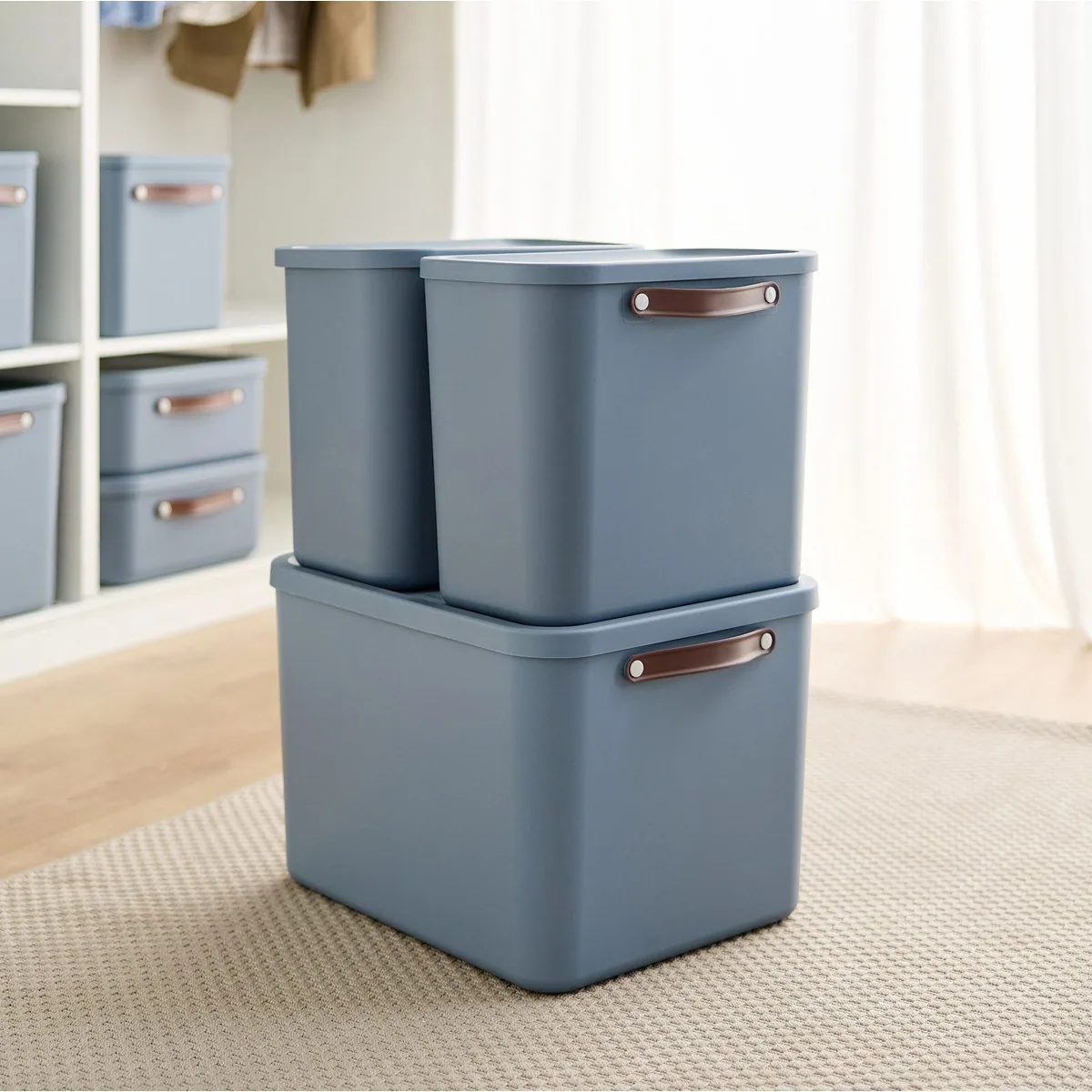 Rotho Maloja Aufbewahrungsbox 2er-Set, 25l Volumen, ergonomische Griffe, pflegeleicht 4