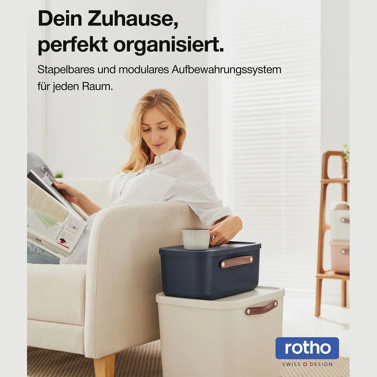 ROTRO Maloja Stapelbox 3er-Set, 12 l Volumen, ergonomische Griffe, pflegeleichter Kunststoff 2