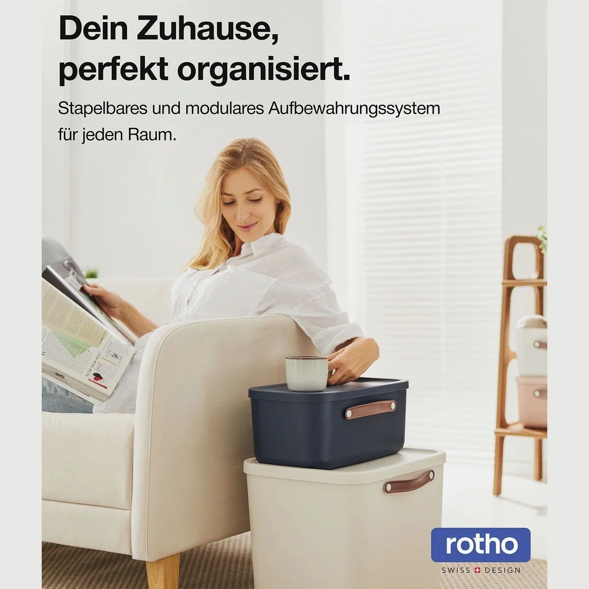 ROTHO MALOJA Stapelbox 3er-Set, 25l Volumen, ergonomische Griffe, pflegeleichter Kunststoff 3