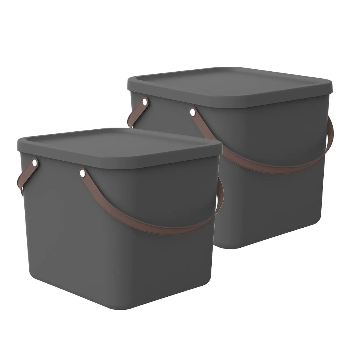 ROTHO Albula Aufbewahrungsbox 40l, stapelbar, mit Deckel, praktische Griffe