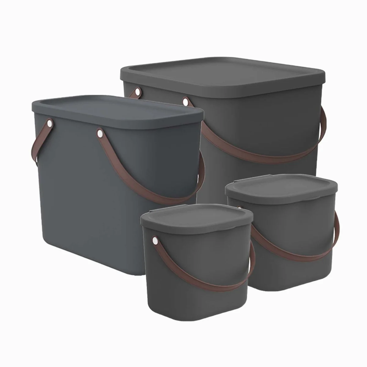 ROTHO Albula Aufbewahrungsbox, 4er-Set 40l + 25l + 2x6l — vielseitig, stabil, leicht zu reinigen
