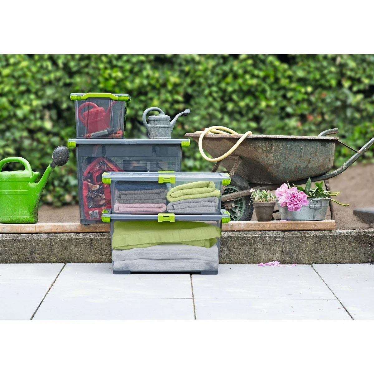 ROTHO Aufbewahrungsbox 3er Set, 65l Volumen, stabil und stapelbar 2