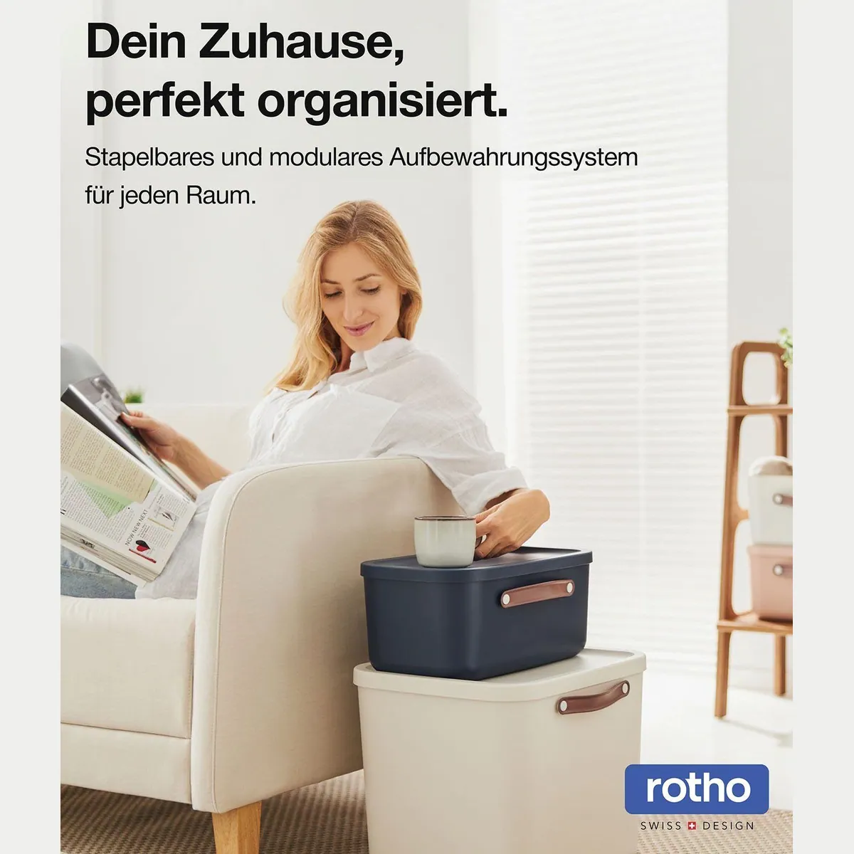 ROTHO MALOJA Aufbewahrungsbox, 27 l, ergonomische Griffe, 98% recycelter Kunststoff 2
