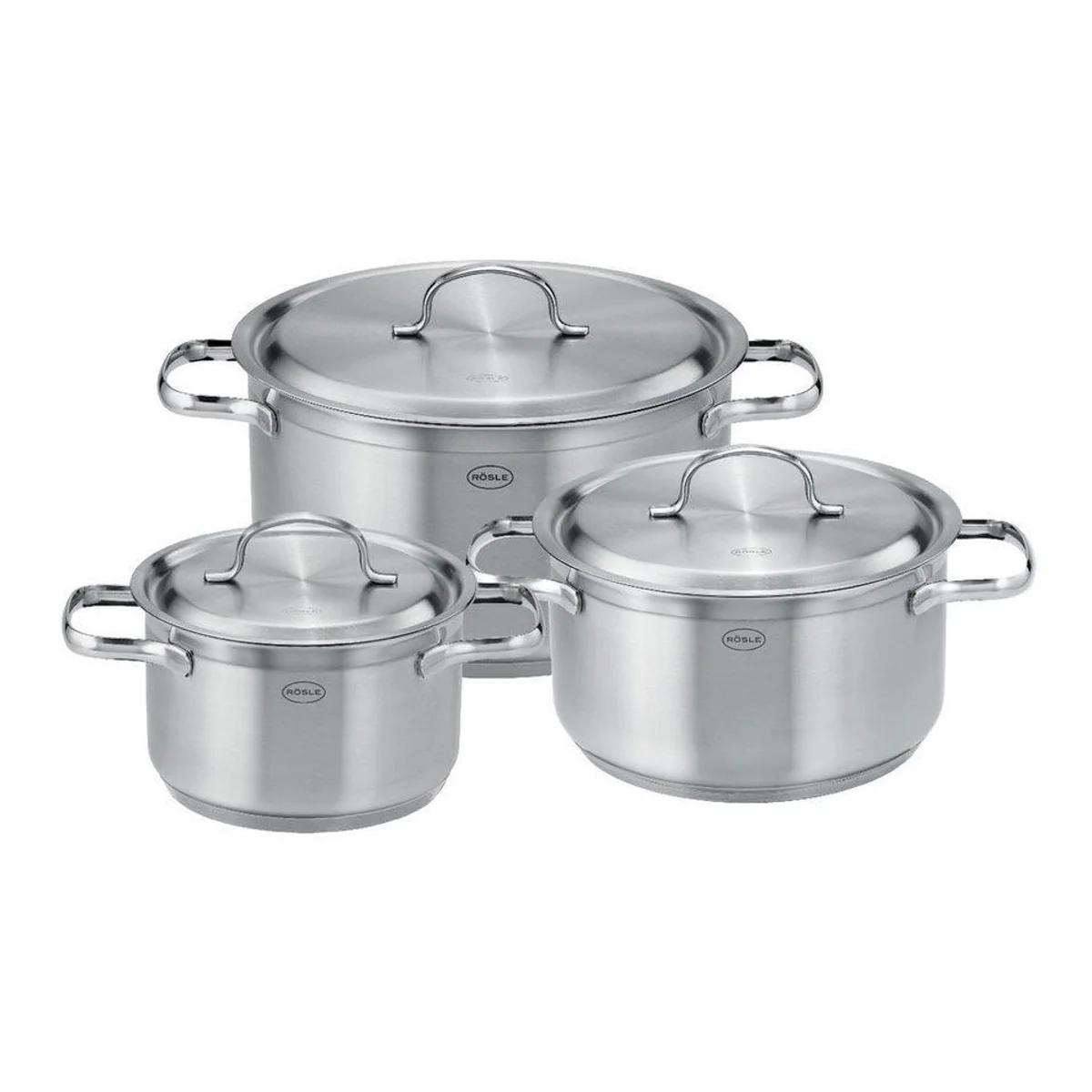 RÖSLE Topf-Set PUREELEMENTS, Edelstahl 18/10, energiesparend, ergonomisch, spülmaschinengeeignet