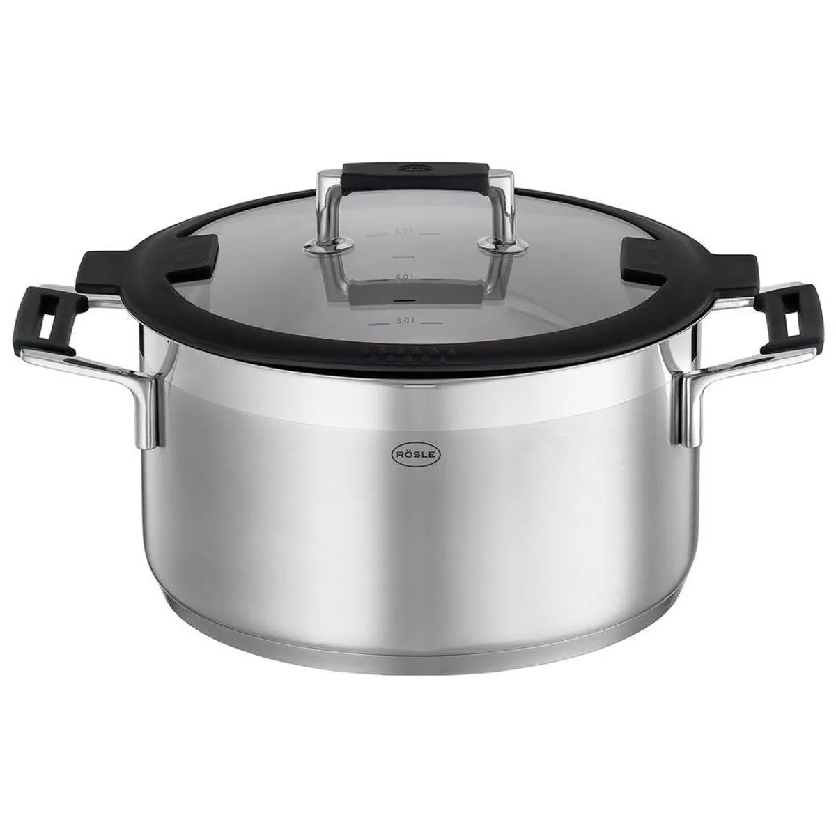 RÖSLE Silence Pro Topfset 5tlg., integrierte Abgießfunktion, Edelstahl 5