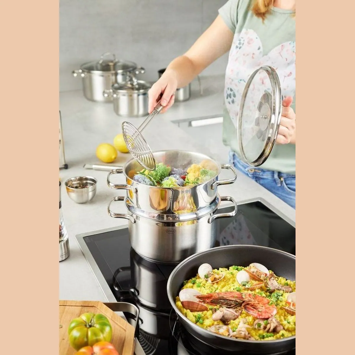 RÖSLE Topf-Set ELEGANCE, 14-teilig, Edelstahl 18/10, induktionsgeeignet 4
