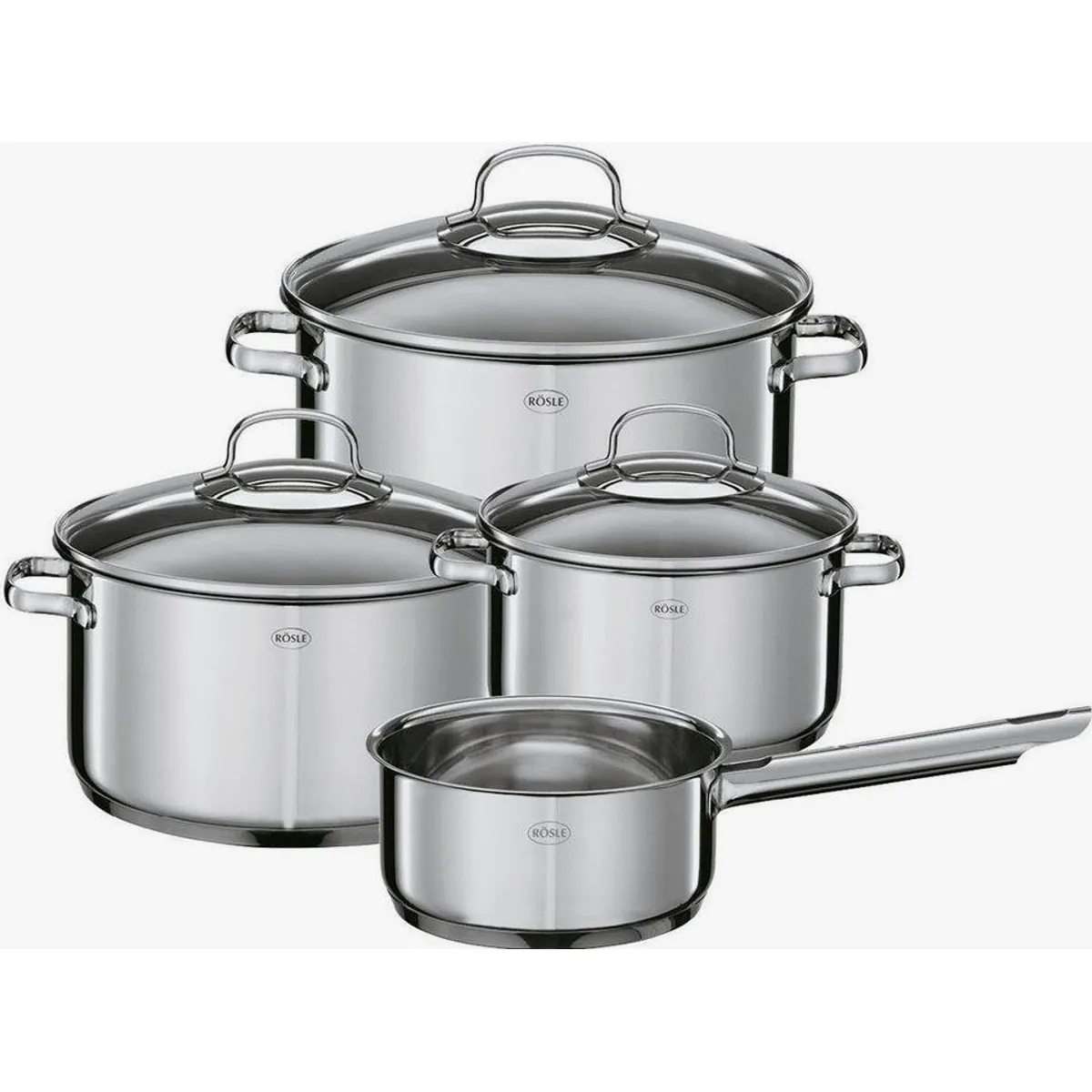 RÖSLE Topf-Set ELEGANCE, Edelstahl 18/10, 7-teilig, induktionsgeeignet