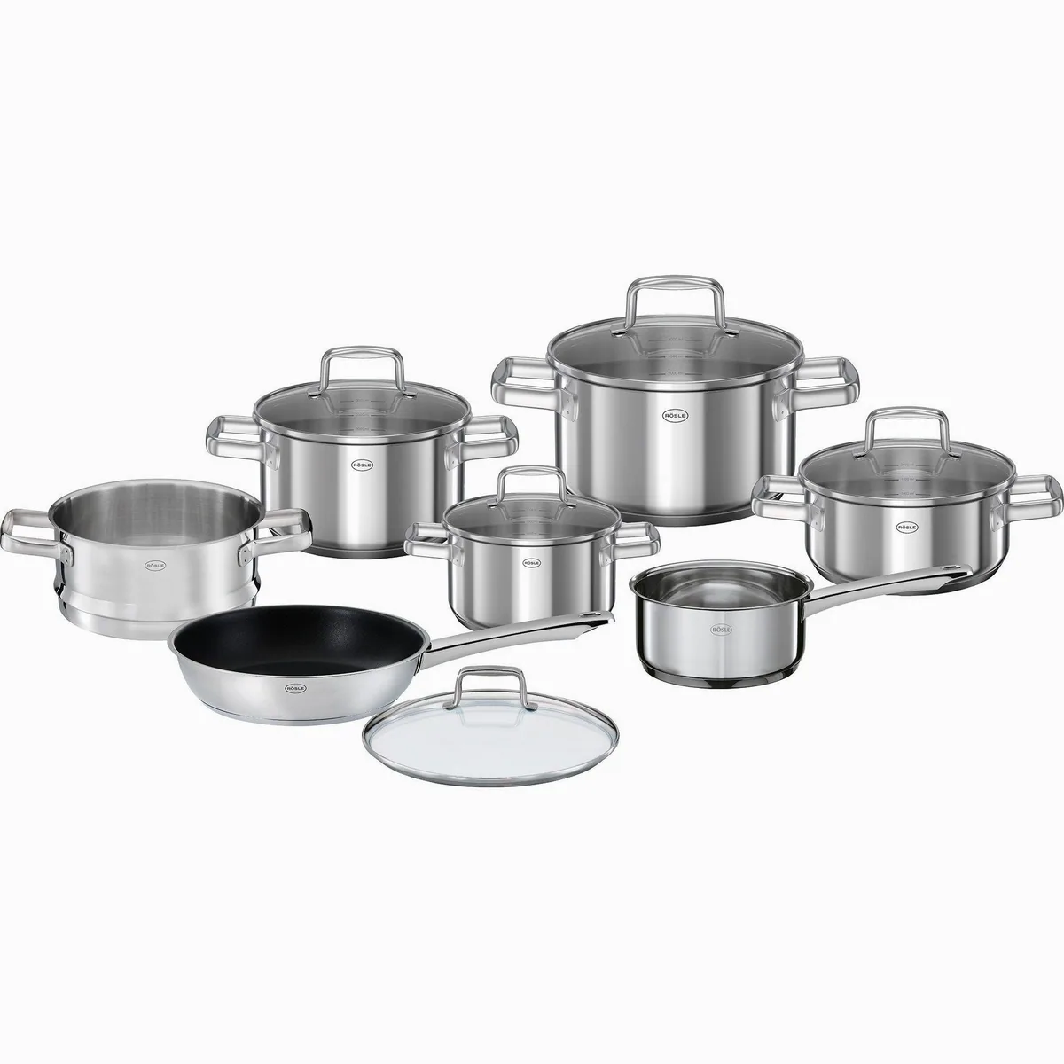 Rösle Topf-Set MOMENTS, Edelstahl 18/10, umfassende Ausstattung für vielseitiges Kochen