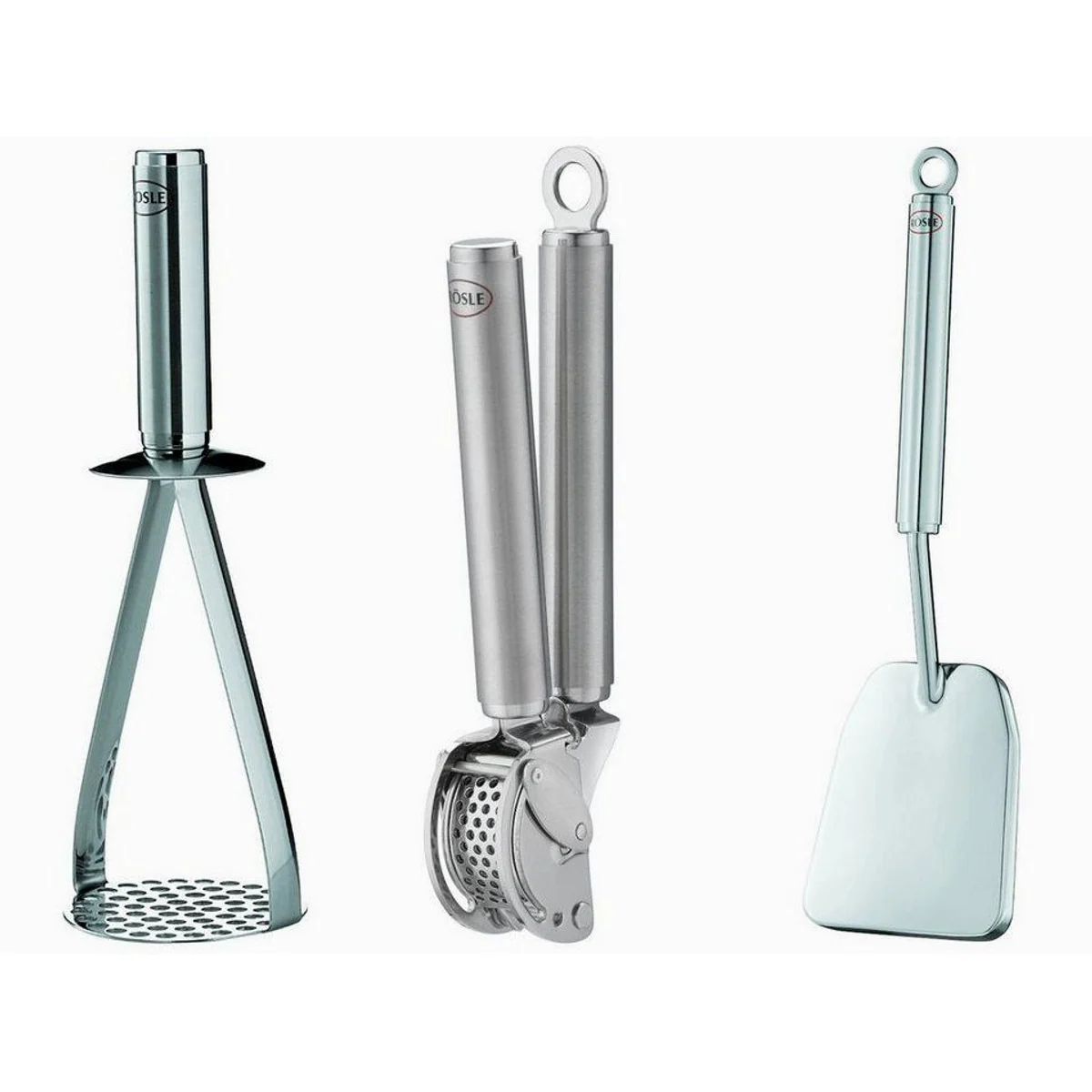 RÖSLE Kochbesteck-Set, Kartoffelstampfer, Fleischplattierer, Knoblauchpresse