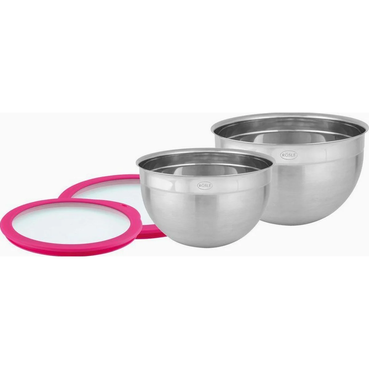 RÖSLE Schüssel Set 2-tlg, Edelstahl 18/10, Ø 20/24 cm, mit Frischhaltedeckel