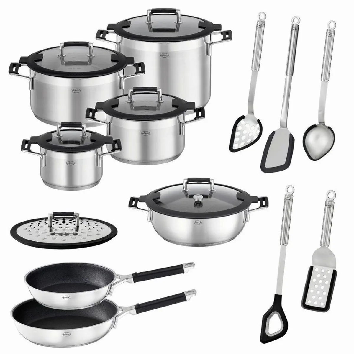 RÖSLE Topf-Set Silence Pro 13tlg, Edelstahl 18/10, vielseitig und robust