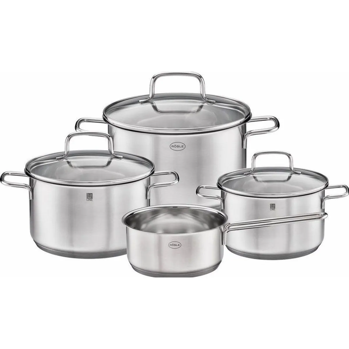 RÖSLE Topf-Set Basic Line, 4-teilig — vielseitig, pflegeleicht, induktionsgeeignet