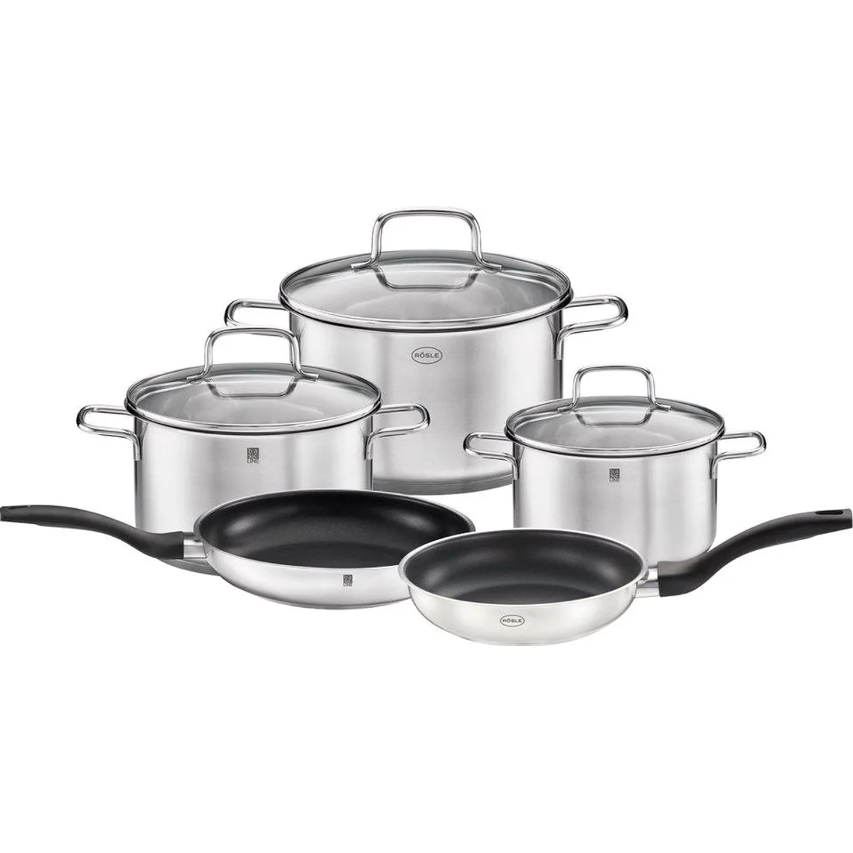 RÖSLE Basic Line Topf-Set, 5-tlg., vielseitige Kochtöpfe und Pfannen