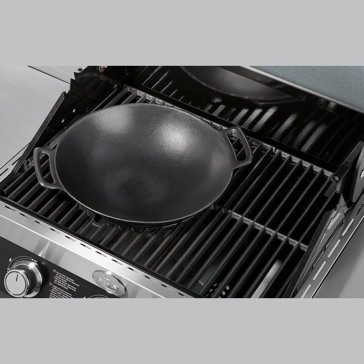 RÖSLE VARIO Wok, emailliertes Gusseisen, für Herd und Grill, hohe Wärmespeicherung 3