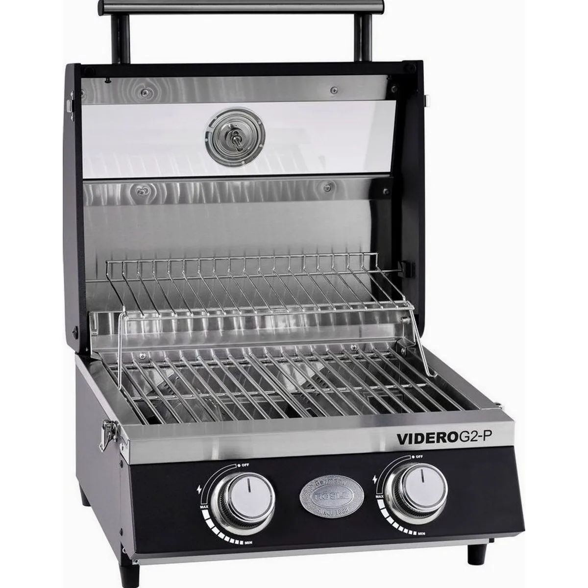 Rösle VIDERO G2-P Gasgrill, tragbar, variable Temperatursteuerung, Betrachtungsfenster