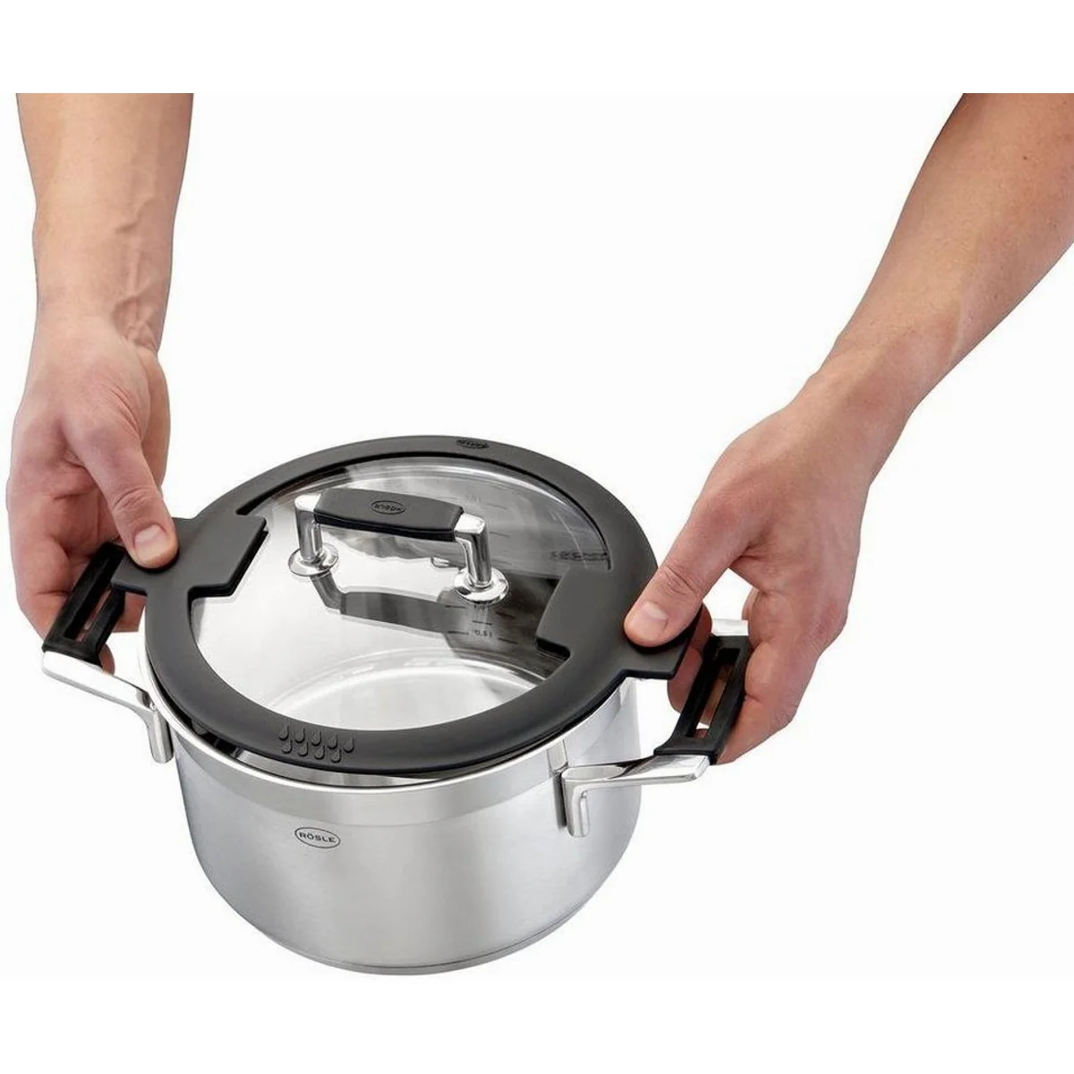 RÖSLE SILENCE PRO Topf-Set, 7-teilig, Edelstahl 18/10 — innovative Funktionen, spülmaschinengeeignet, induktionsfähig 4