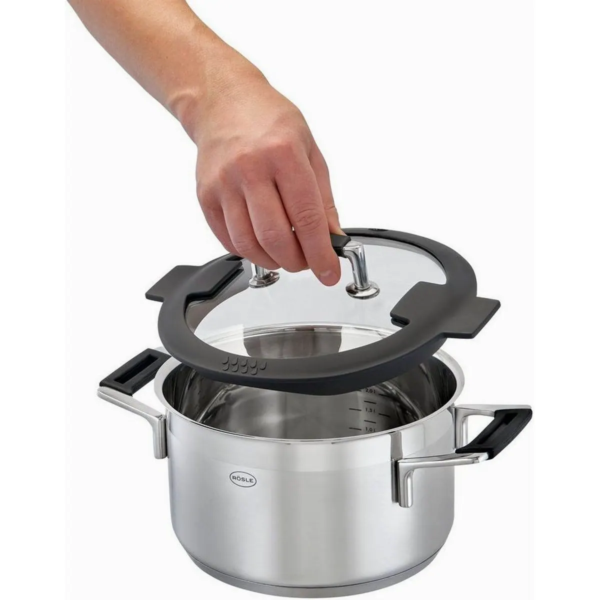 RÖSLE SILENCE PRO Topf-Set, 7-teilig, Edelstahl 18/10 — innovative Funktionen, spülmaschinengeeignet, induktionsfähig 5