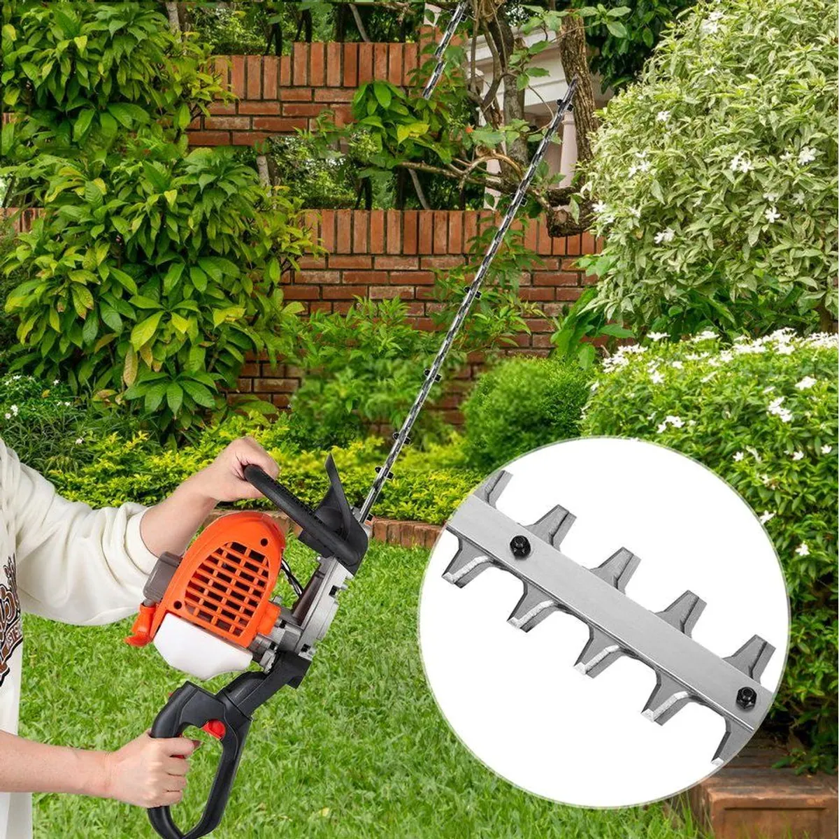 Rutaqian Benzin-Heckenschere, kraftstoffsparend, ergonomischer Griff, 61 cm Schnittlänge 4
