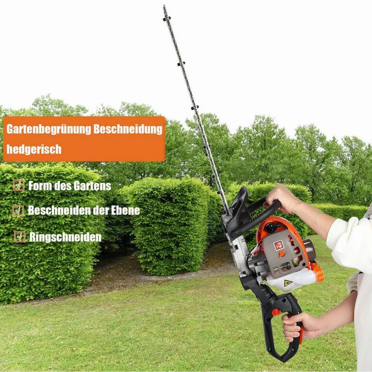 Rutaqian Benzin-Heckenschere, kraftstoffsparend, ergonomischer Griff, 61 cm Schnittlänge 5
