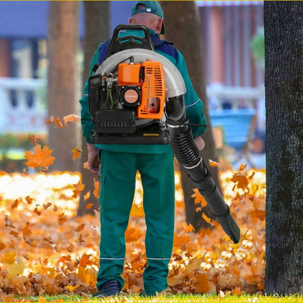 Rutaqian Laubbläser 52cc, hohe Luftgeschwindigkeit, ergonomisches Rucksackdesign 3
