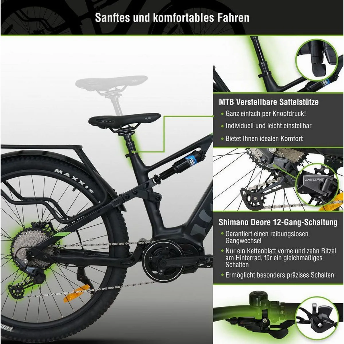 SachsenRAD E-Bike M5T, 12 Gang Shimano, Mittelmotor, 720 Wh Akku, TFT Farb-LCD-Display 5