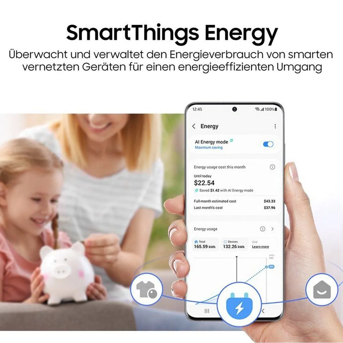 Samsung WF90H09C4W Waschmaschine, 9 kg, 1400 U/min, energiesparend mit Touchdisplay 3