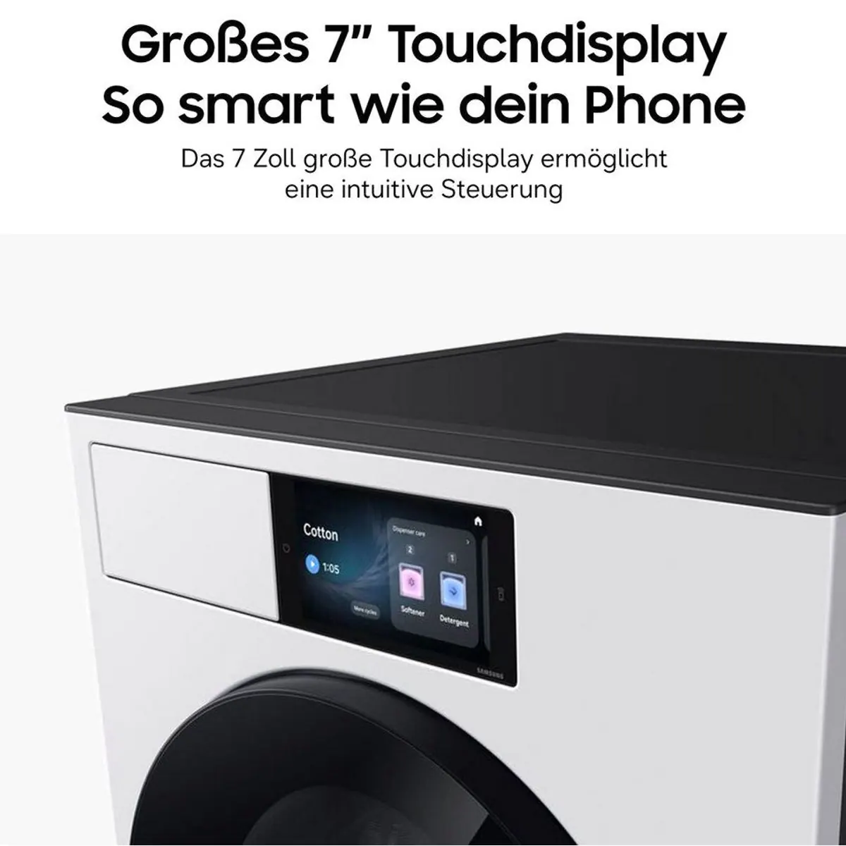 Samsung WF90H09C4W Waschmaschine, 9 kg, 1400 U/min, energiesparend mit Touchdisplay 5