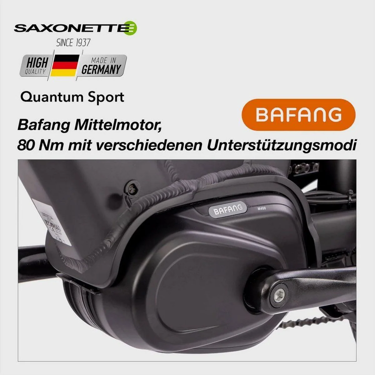 SAXONETTE Quantum Sport E-Bike, 250 W Mittelmotor, 540 Wh Akku, 10 Gang Shimano 5