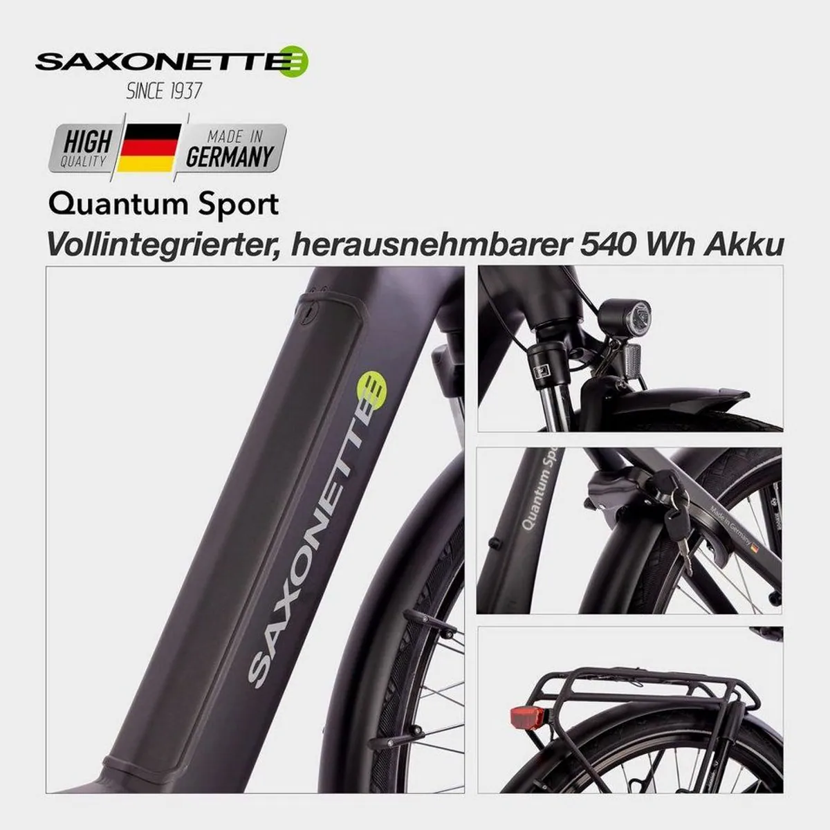 SAXONETTE Quantum Sport E-Bike, 250 W Motor, 540 Wh Akku, 10-Gang Shimano 4