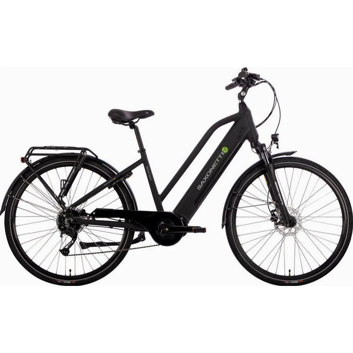 SAXONETTE E-Bike Trekkingrad Deluxe Sport, 9-Gang Shimano Alivio, Mittelmotor, 418 Wh