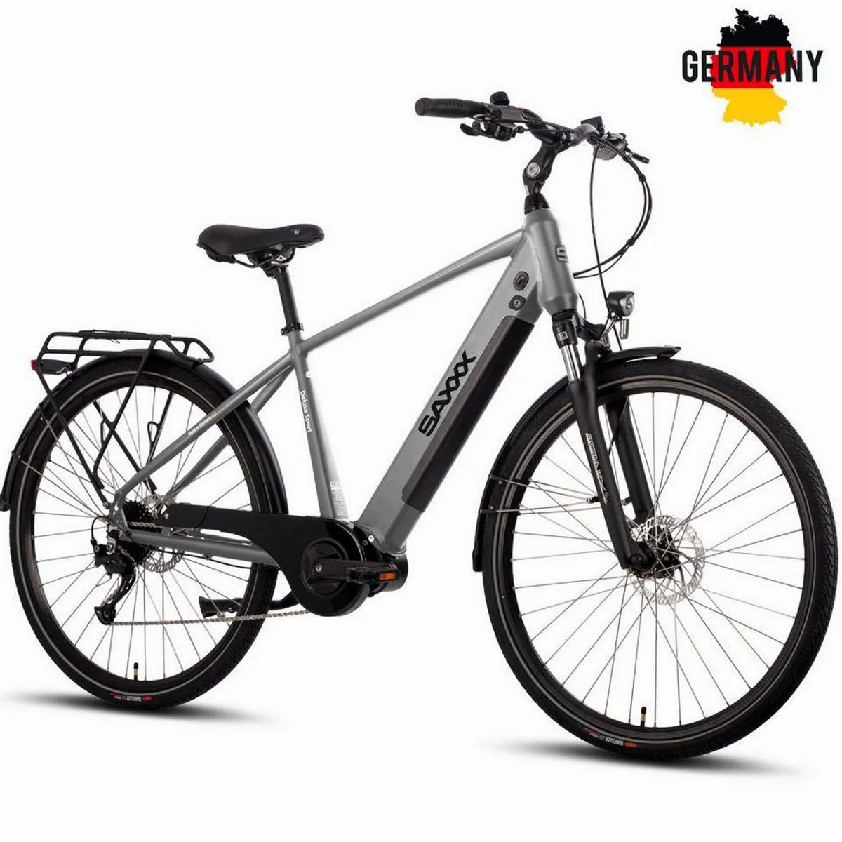 SAXXX E-Bike Cityrad 28 Zoll, 100 km Reichweite, 70 Nm Mittelmotor, 5 Unterstützungsstufen