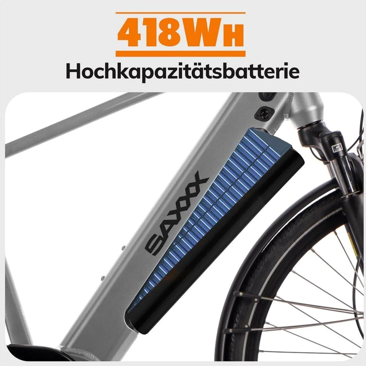 SAXXX E-Bike Cityrad 28 Zoll, 100 km Reichweite, 70 Nm Mittelmotor, 5 Unterstützungsstufen 3