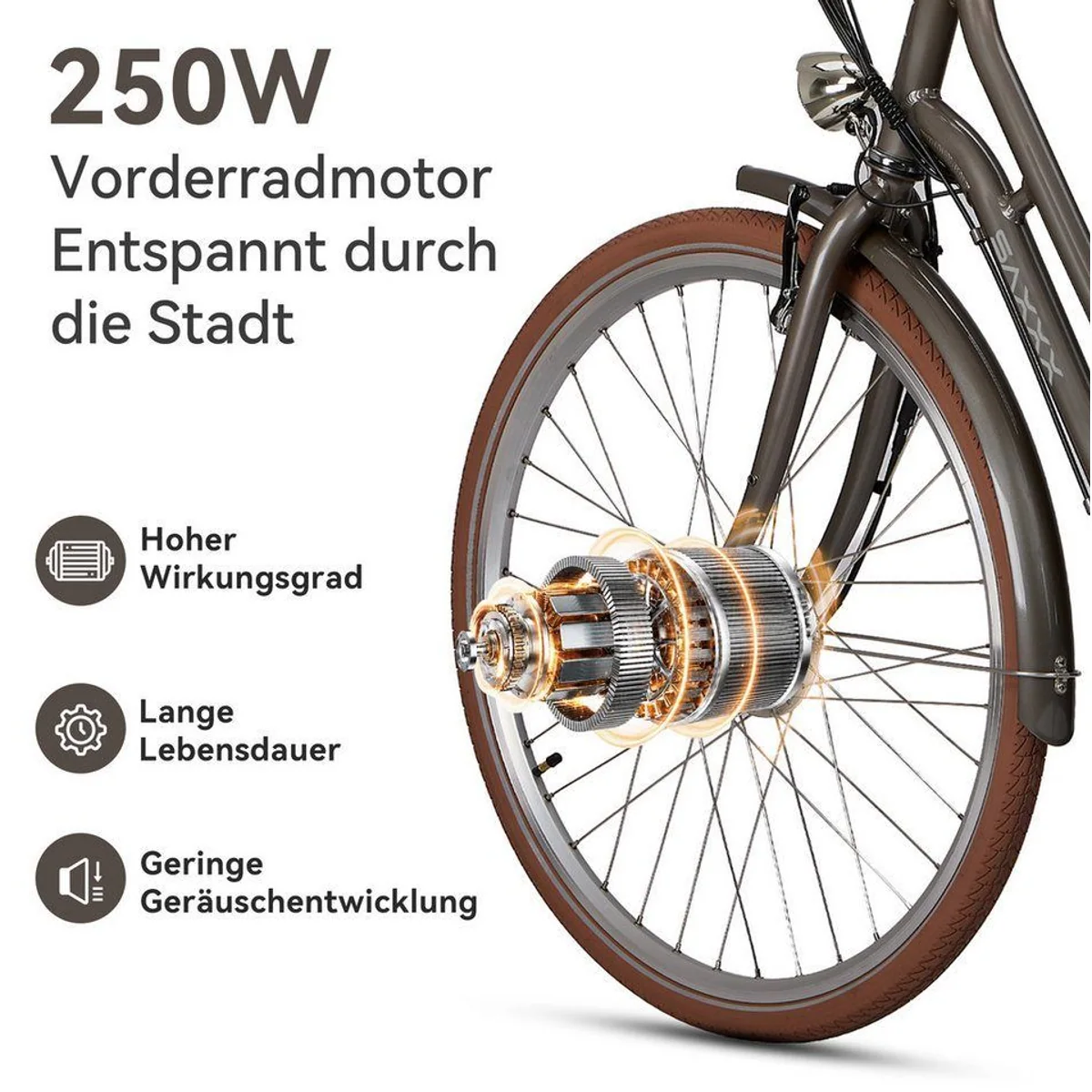 SAXXX E-Bike Cityrad 28 Zoll, bis zu 90 km Reichweite, 3-Gang Nabenschaltung 2