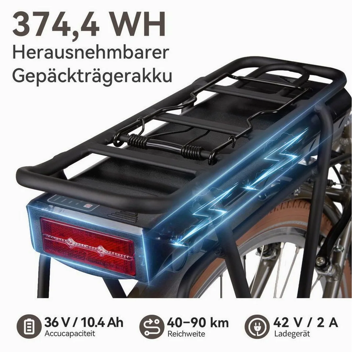 SAXXX E-Bike Cityrad 28 Zoll, bis zu 90 km Reichweite, 3-Gang Nabenschaltung 3