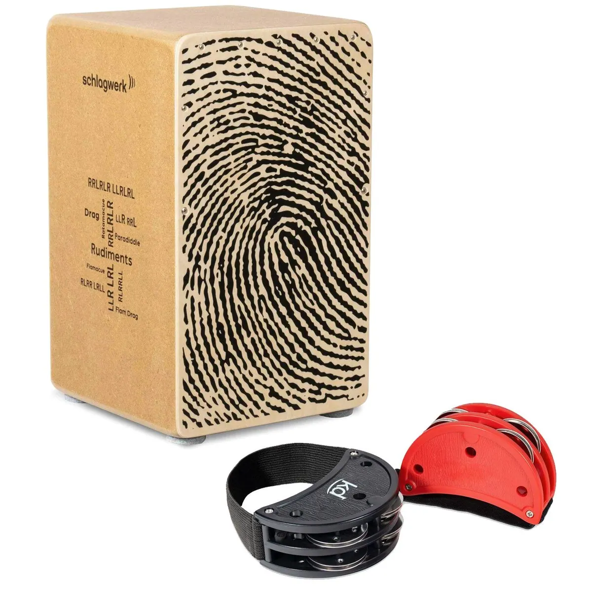 Schlagwerk Cajon CP82 Rudiments mit Fuß-Tambourin-Set, ideal für Einsteiger