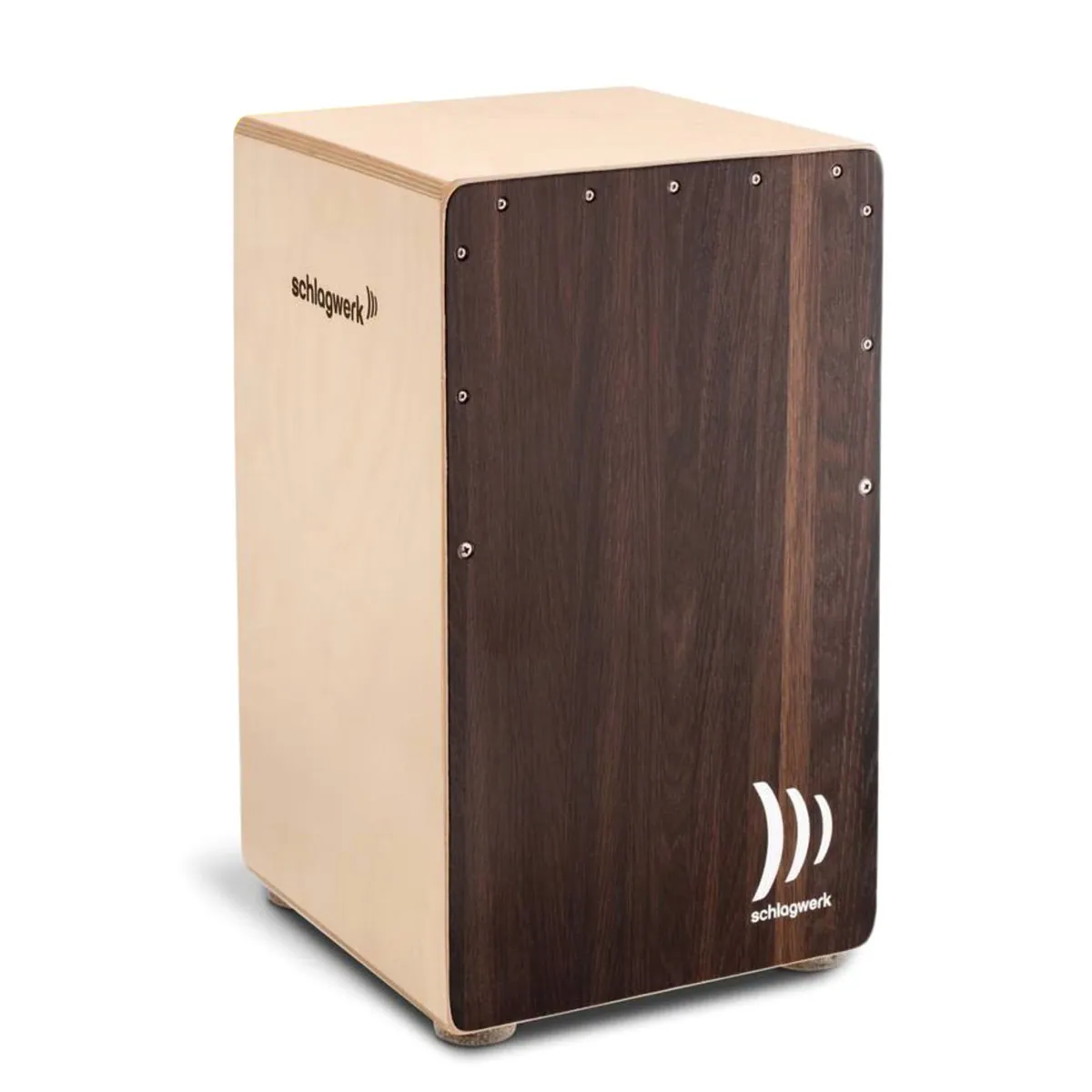 Schlagwerk 2InOne Cajon CP408, Dark Oak Furnier, 40 Spiralen — professionelles Percussion-Instrument
