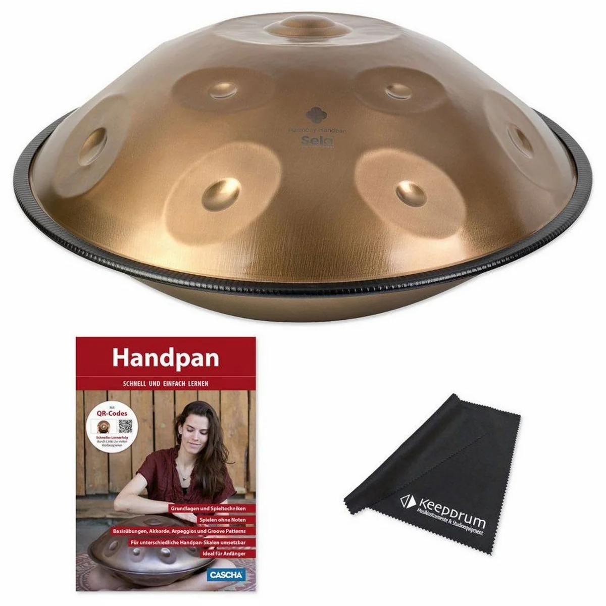 Sela Handpan SEHP202 Harmony D-Amara, warmer Klang, handgefertigt, inkl. Lehrbuch