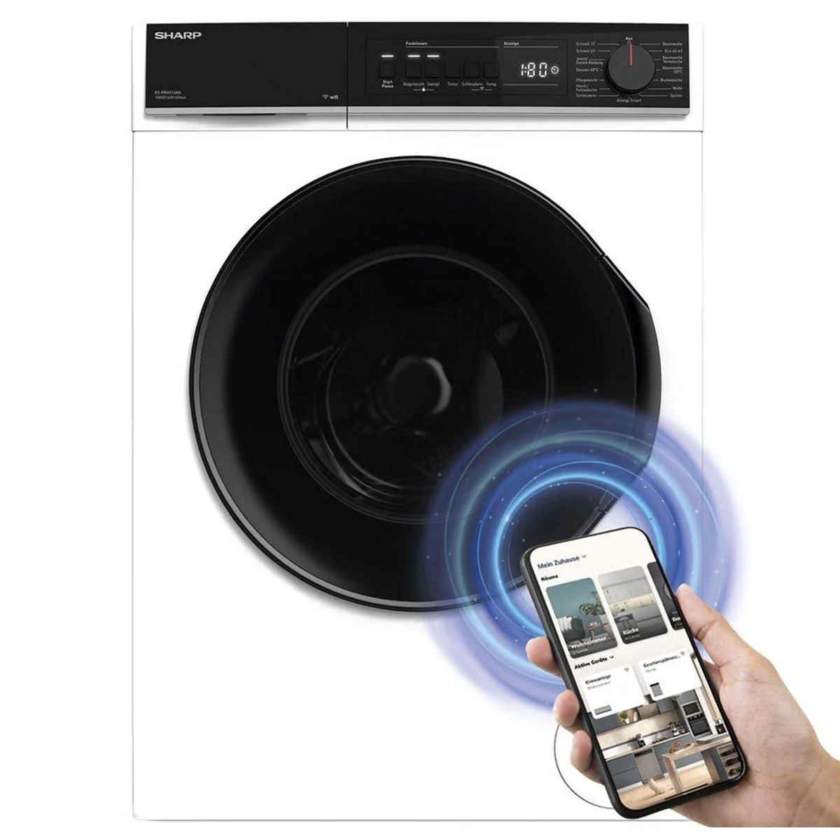 Sharp Waschmaschine ES-PRO014WA-DE, 10 kg, 1400 U/min, energieeffizient, WiFi Steuerung 2