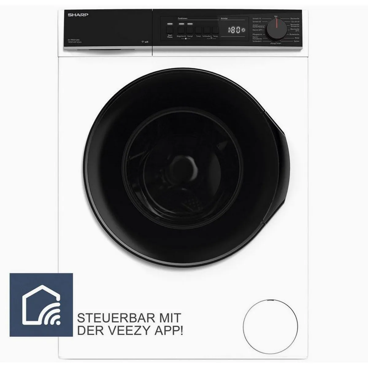 Sharp Waschmaschine ES-PRO014WA-DE, 10 kg, 1400 U/min, energieeffizient, WiFi Steuerung 3